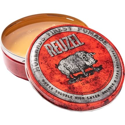 Reuzel Red Water Soluble High Sheen Pomade No Dry Formula Keeps High Shine and Strong Hold All Day without Flaking Easy Rinse Out Subtle Vanilla Cola Fragrance Vegan Formula 340g